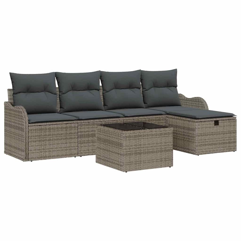 vidaXL Conjunto de Sofá de Jardim 6 pcs Cinzeto Rattan Sintético