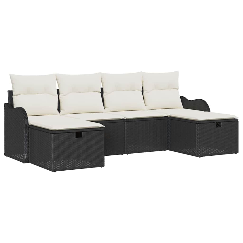 vidaXL Conjunto de Sofá de Jardim 6 Peças Preto Rattan Sintético - 843244283