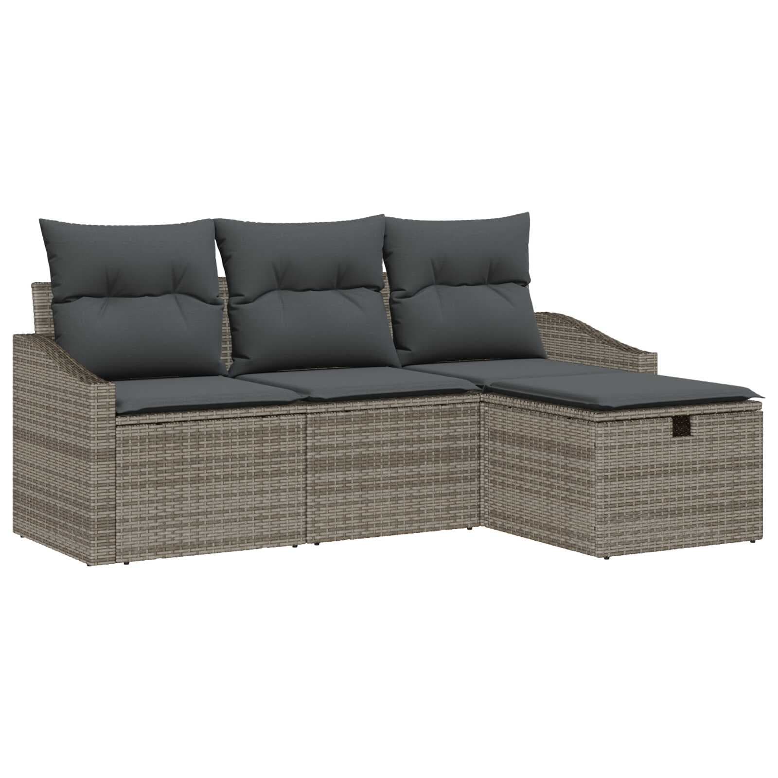 vidaXL Conjunto de Sofás com almofada 4 pcs vime PE