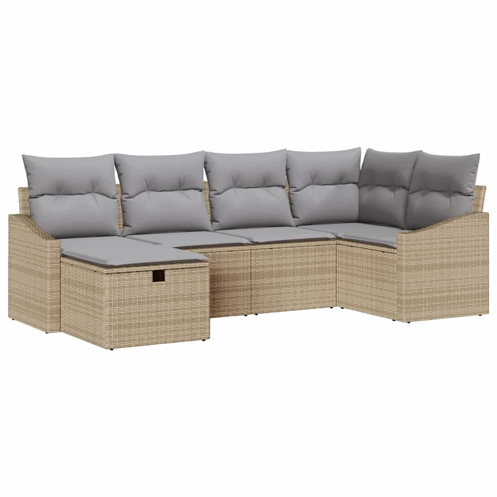 vidaXL Conjunto de Sofás com almofada 6 pcs vime PE