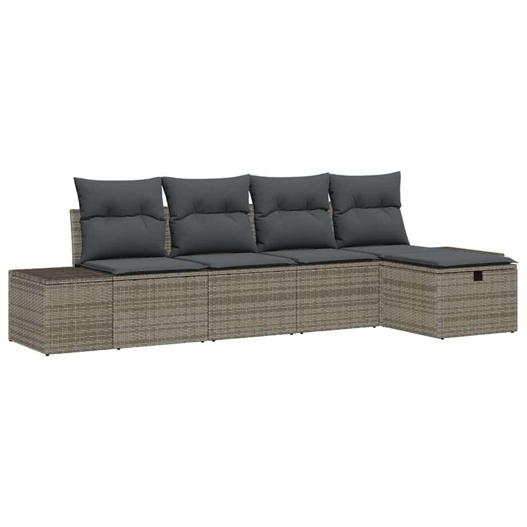 vidaXL Conjunto de Sofás com almofada 5 pcs vime PE