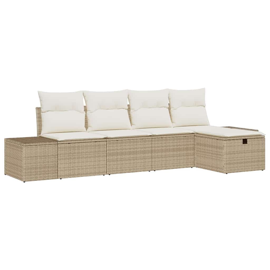 vidaXL Conjunto de Sofás com almofada 5 pcs vime PE