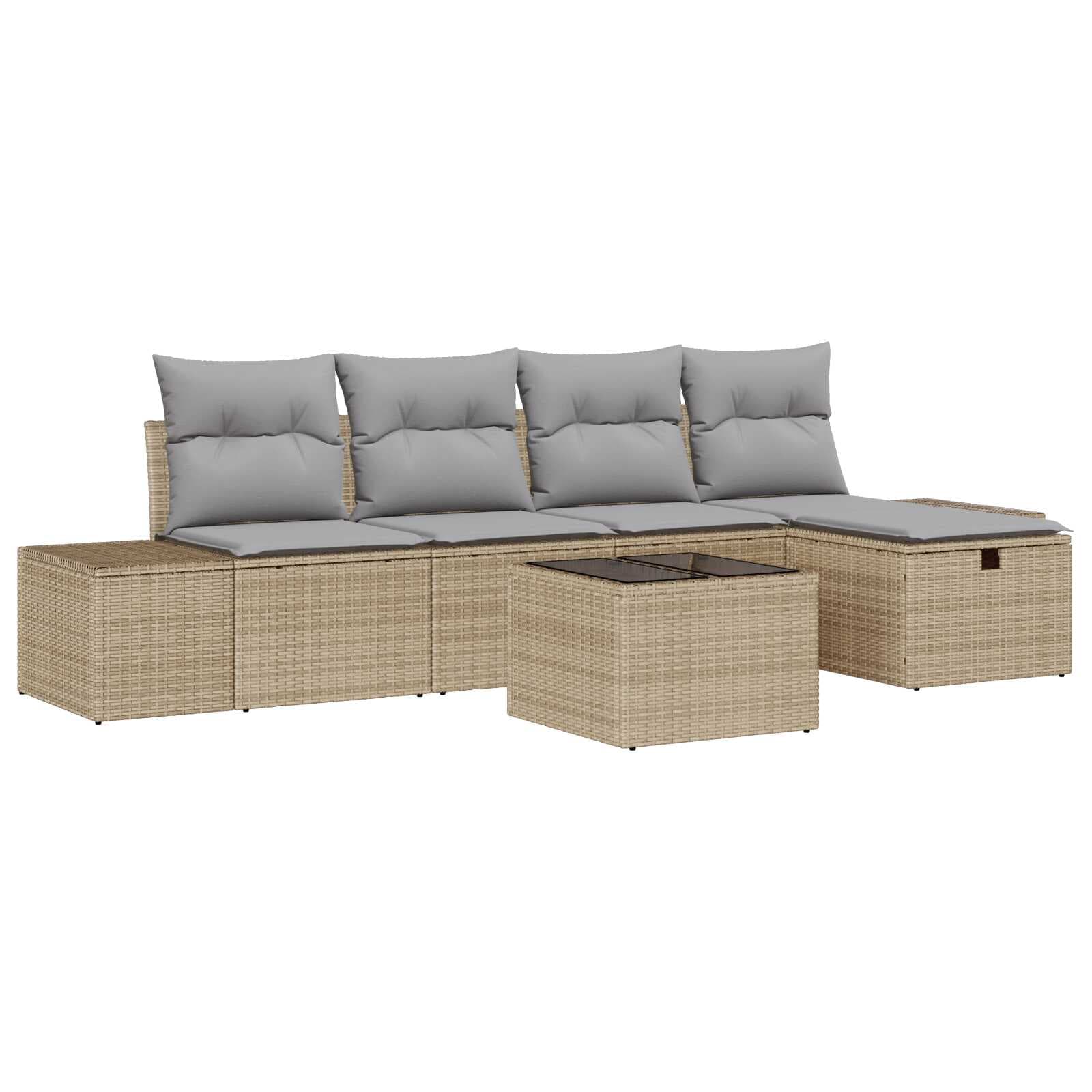 vidaXL Conjunto de Sofás com almofada 5 pcs vime PE