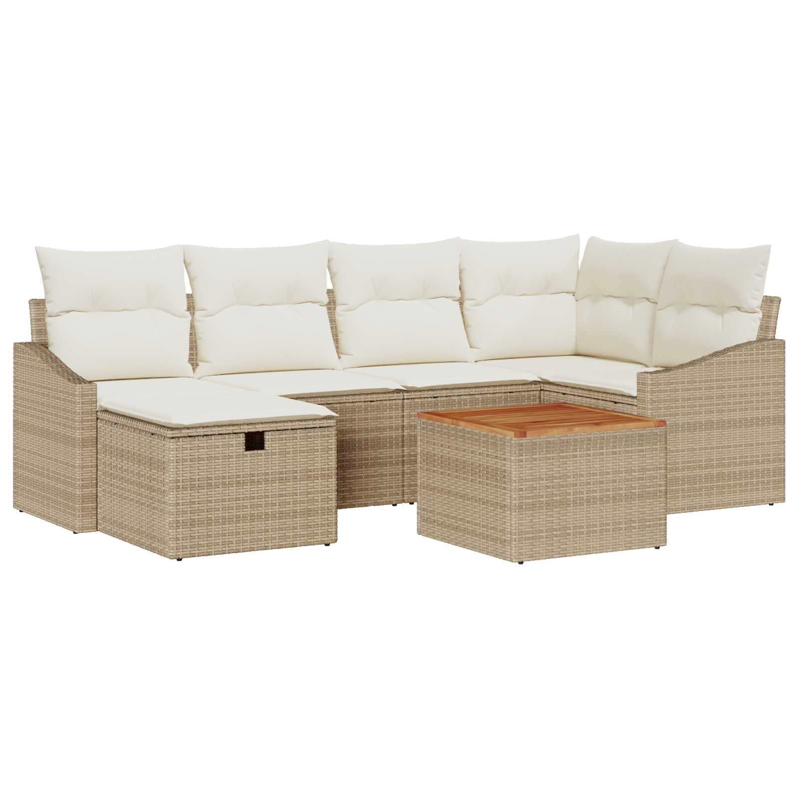 vidaXL Conjunto de Sofá de Jardim 7 pcs Bege Rattan Sintético