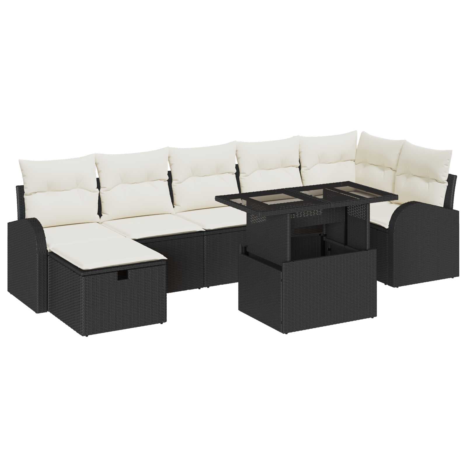 vidaXL Conjunto de Sofá de Jardim 8 pcs Preto Rattan Sintético