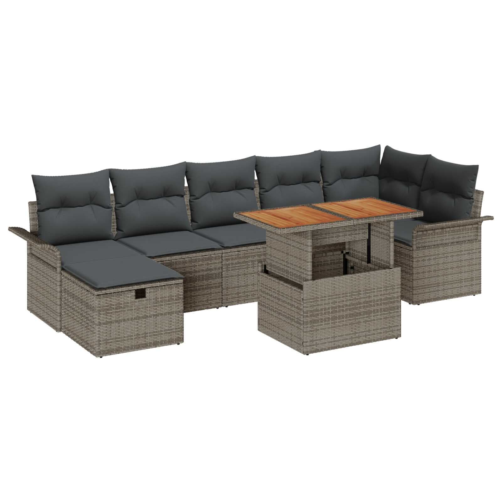 vidaXL Conjunto de Sofá de Jardim 8 pcs Cinzeto vime PE