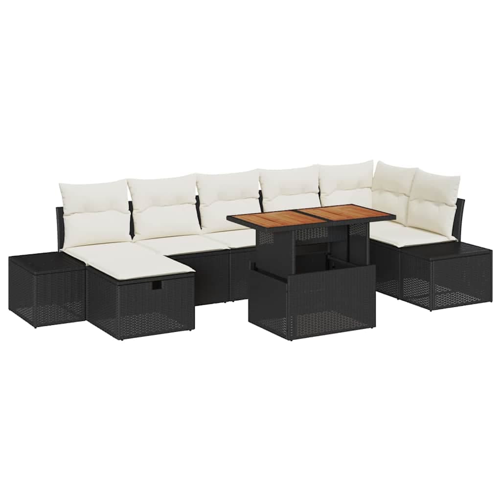 vidaXL Conjunto de Sofá de Jardim 8 pcs Preto vime PE