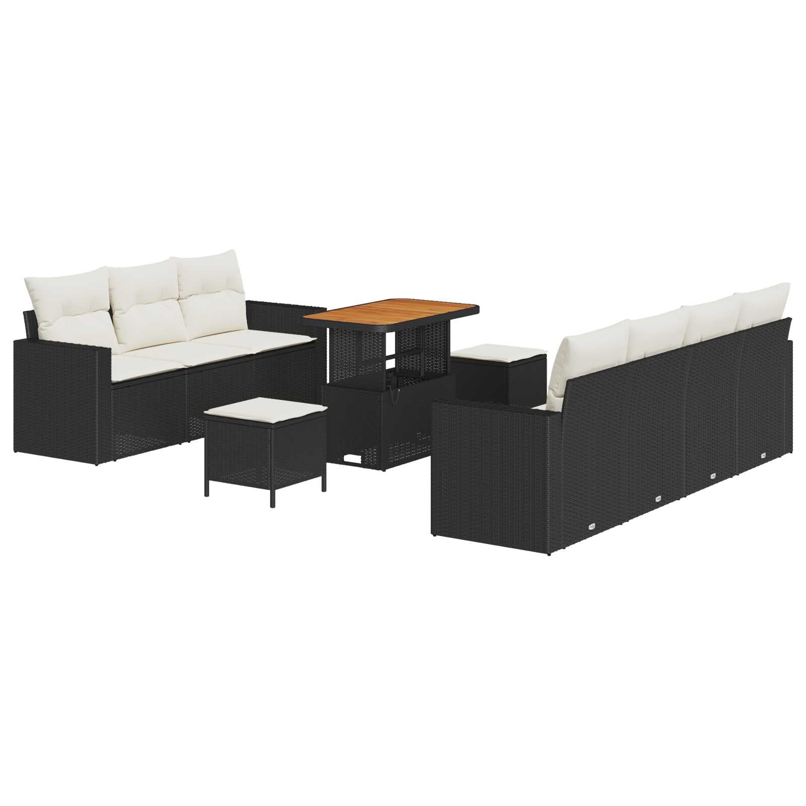 vidaXL Conjunto de Sofá de Jardim 10 Peças Preto Vime Pe - 740113938