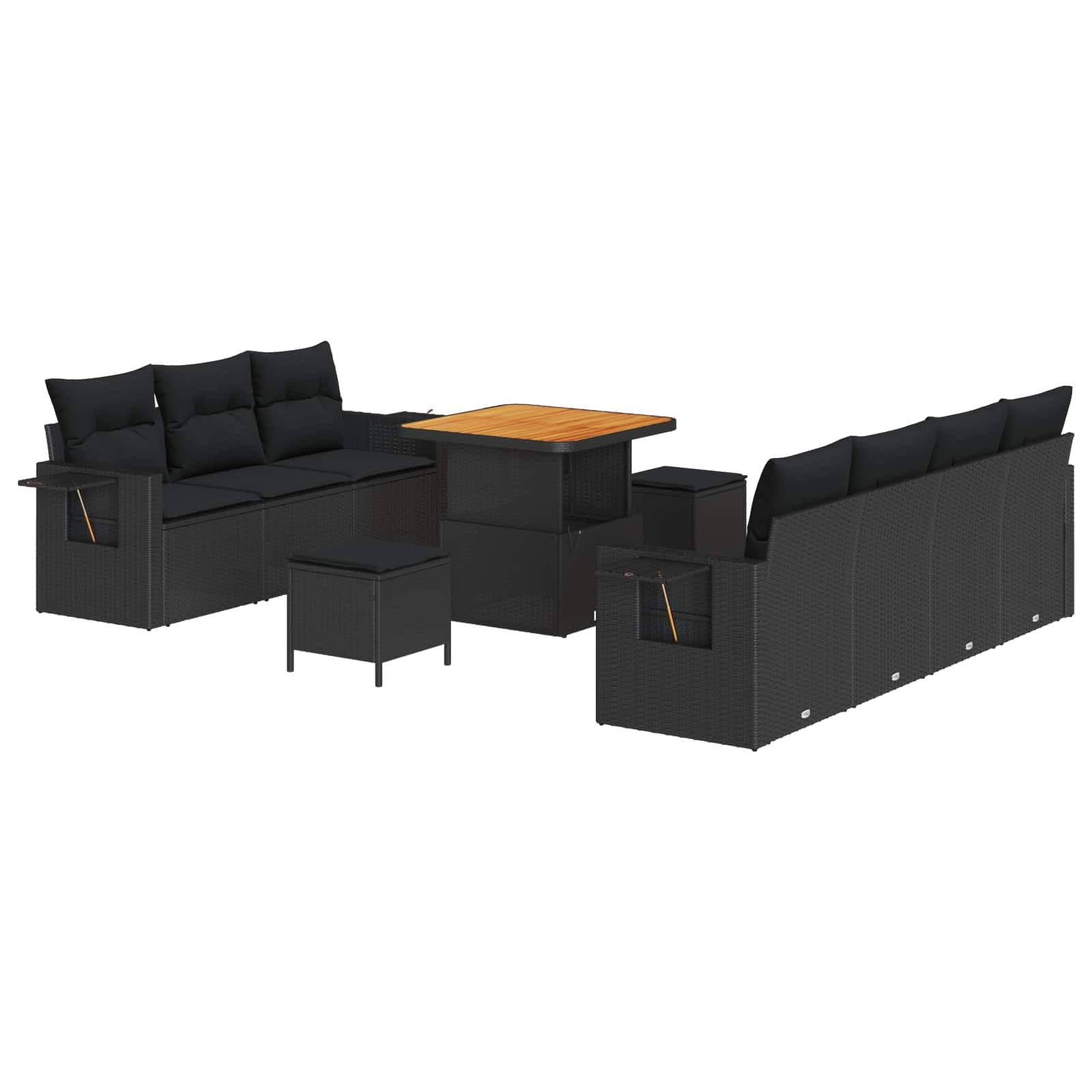 vidaXL Conjunto de Sofá de Jardim 10 pcs Preto vime PE