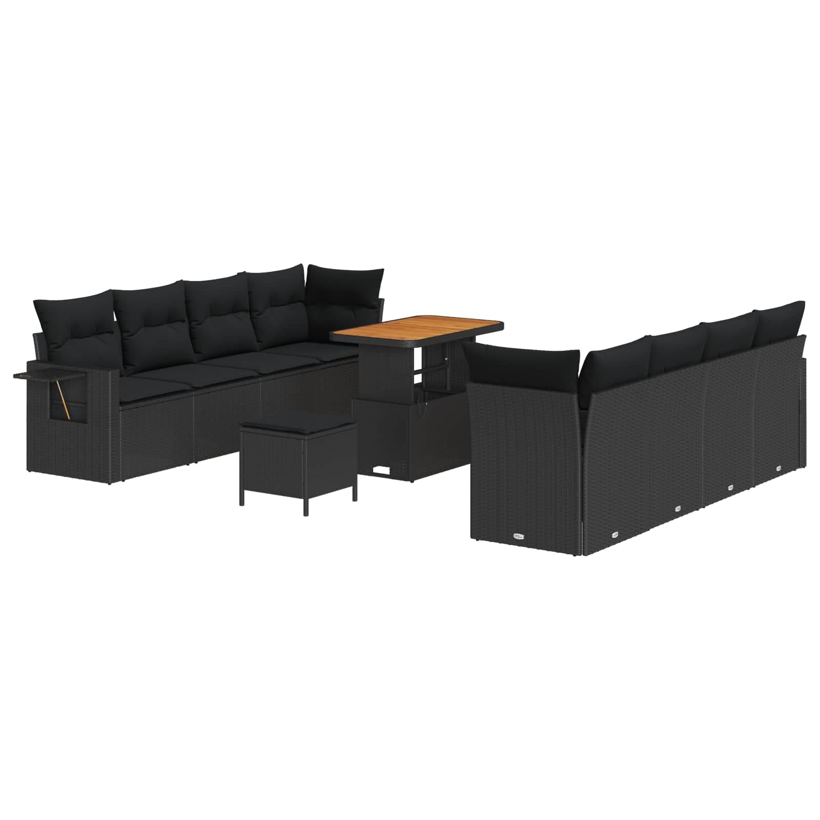 vidaXL Conjunto de Sofá de Jardim 11 Peças Preto Rattan Sintético - 2273831313