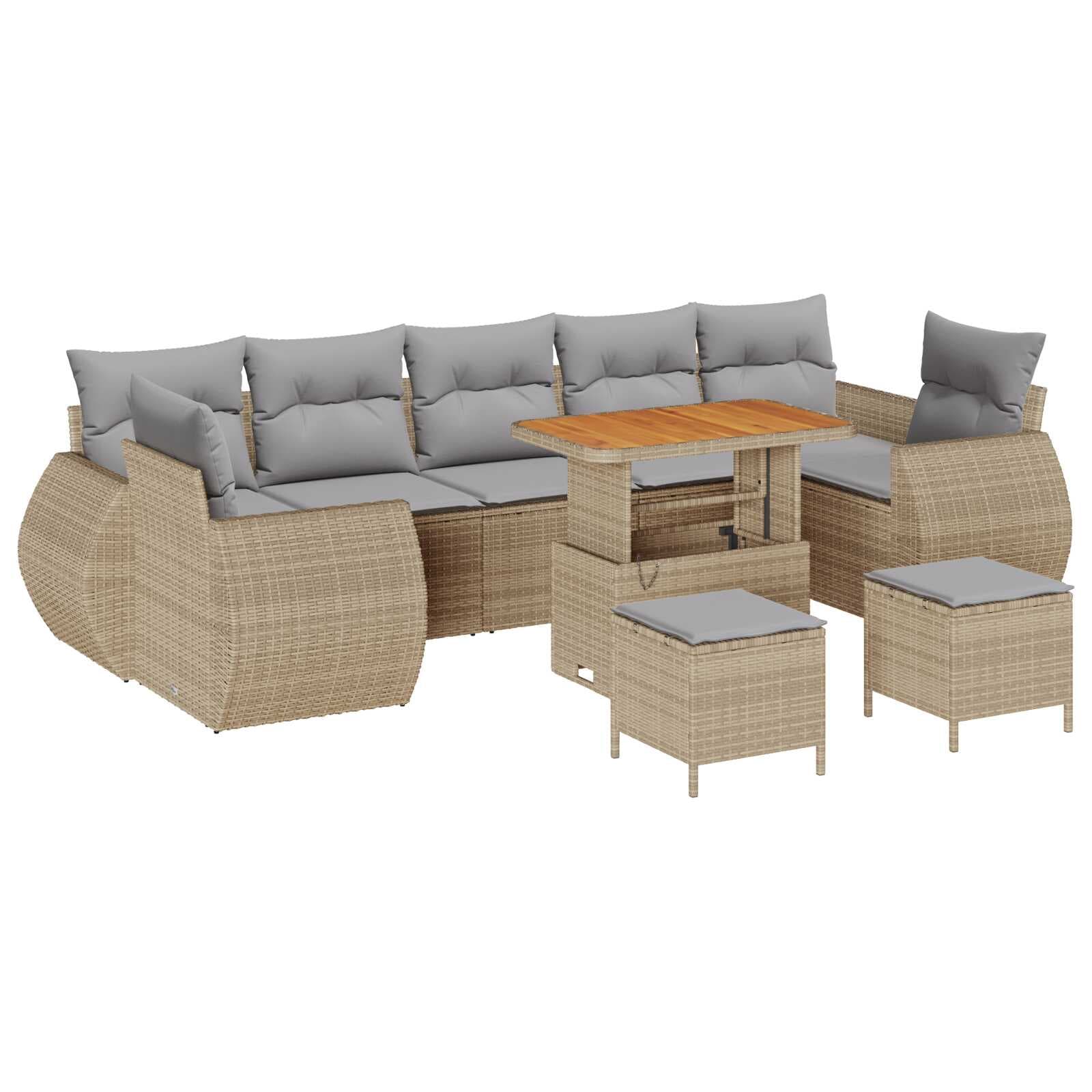 vidaXL Conjunto de Sofá de Jardim 10 Peças Bege Vime Pe - 1414062563