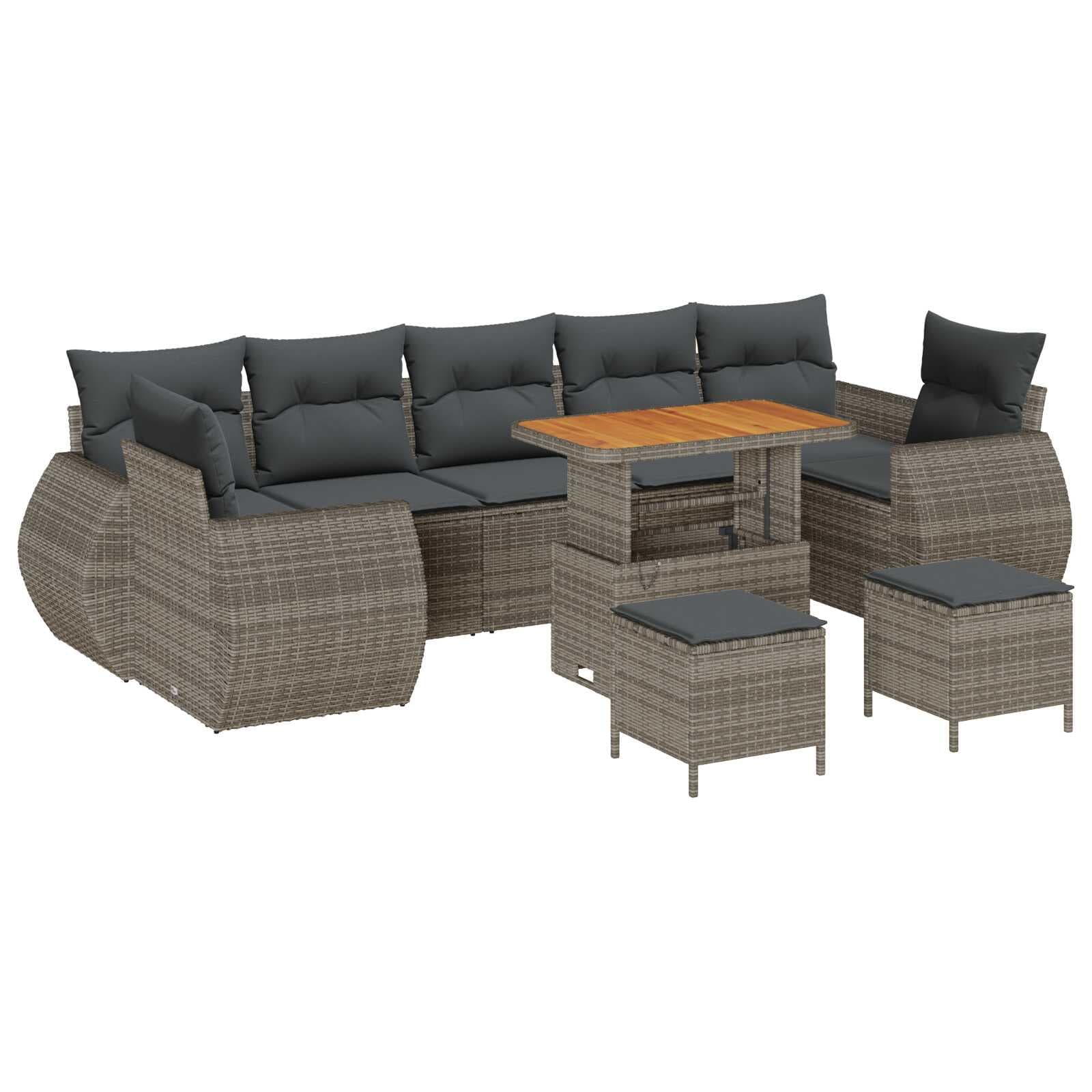 vidaXL Conjunto de Sofá de Jardim 10 pcs Cinzeto vime PE