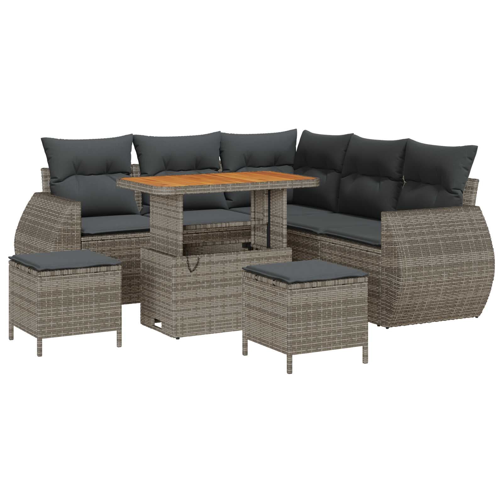 vidaXL Conjunto de Sofá de Jardim 8 Peças Cinzeto Vime Pe - 2911254972