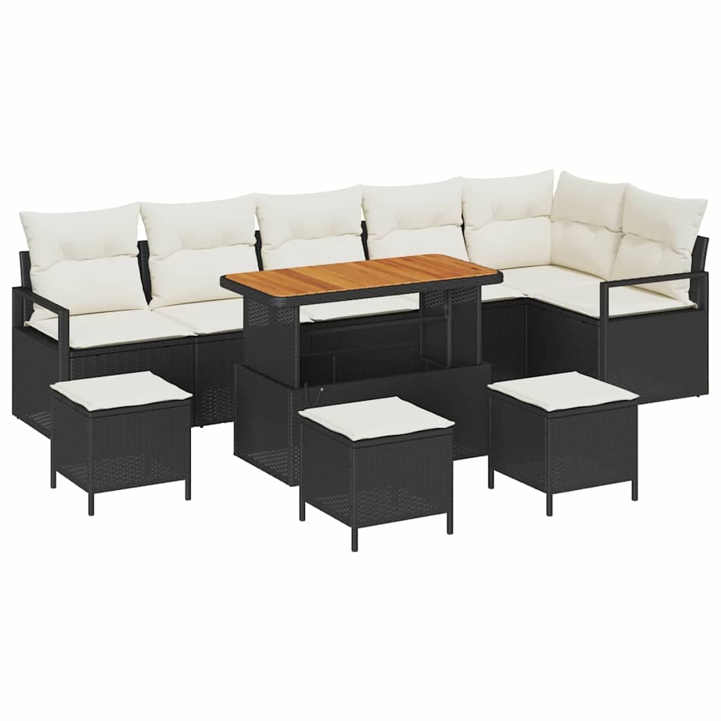vidaXL Conjunto de Sofá de Jardim 10 pcs Preto Rattan Sintético