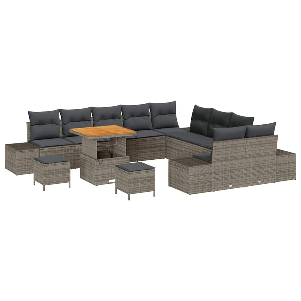 vidaXL Conjunto de Sofá de Jardim com almofada 13 pcs Cinzeto vime PE