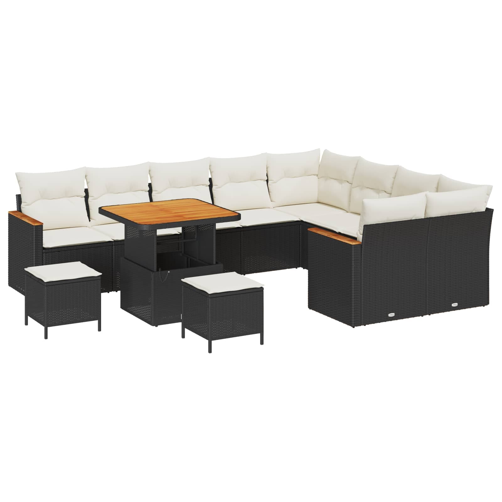 vidaXL Conjunto de Sofá de Jardim 12 pcs Preto vime PE