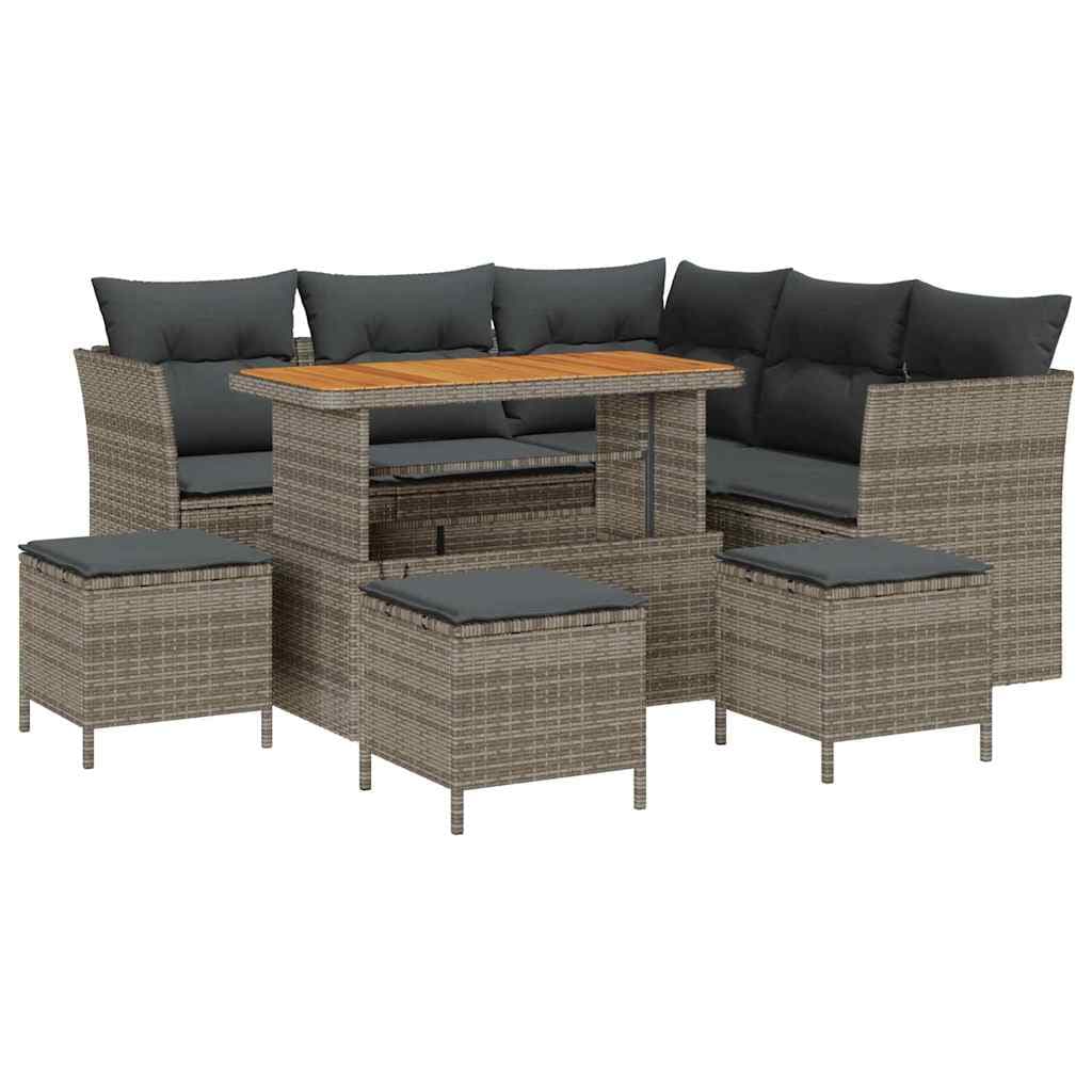 vidaXL Conjunto de Sofá de Jardim com almofada 9 pcs Cinzeto