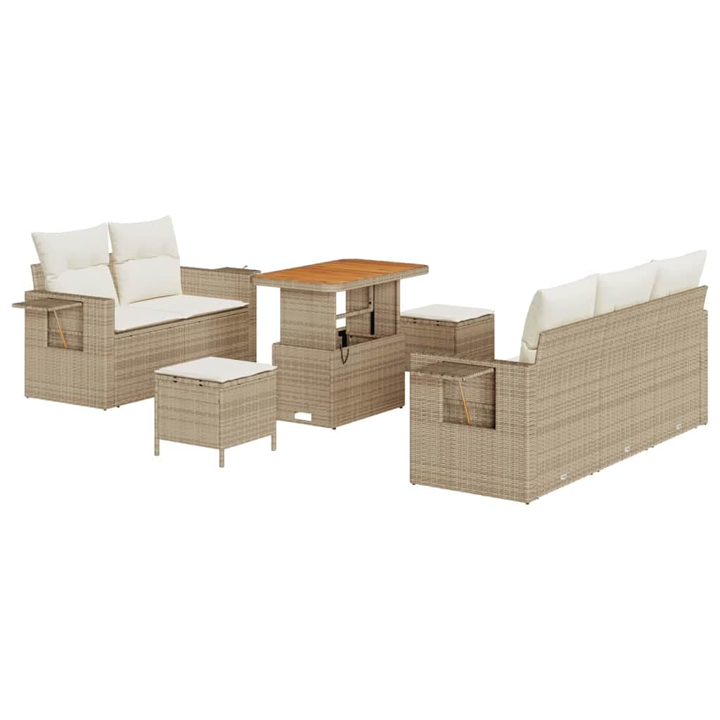 vidaXL Conjunto de Sofá de Jardim 10 pcs Bege e Creme vime PE