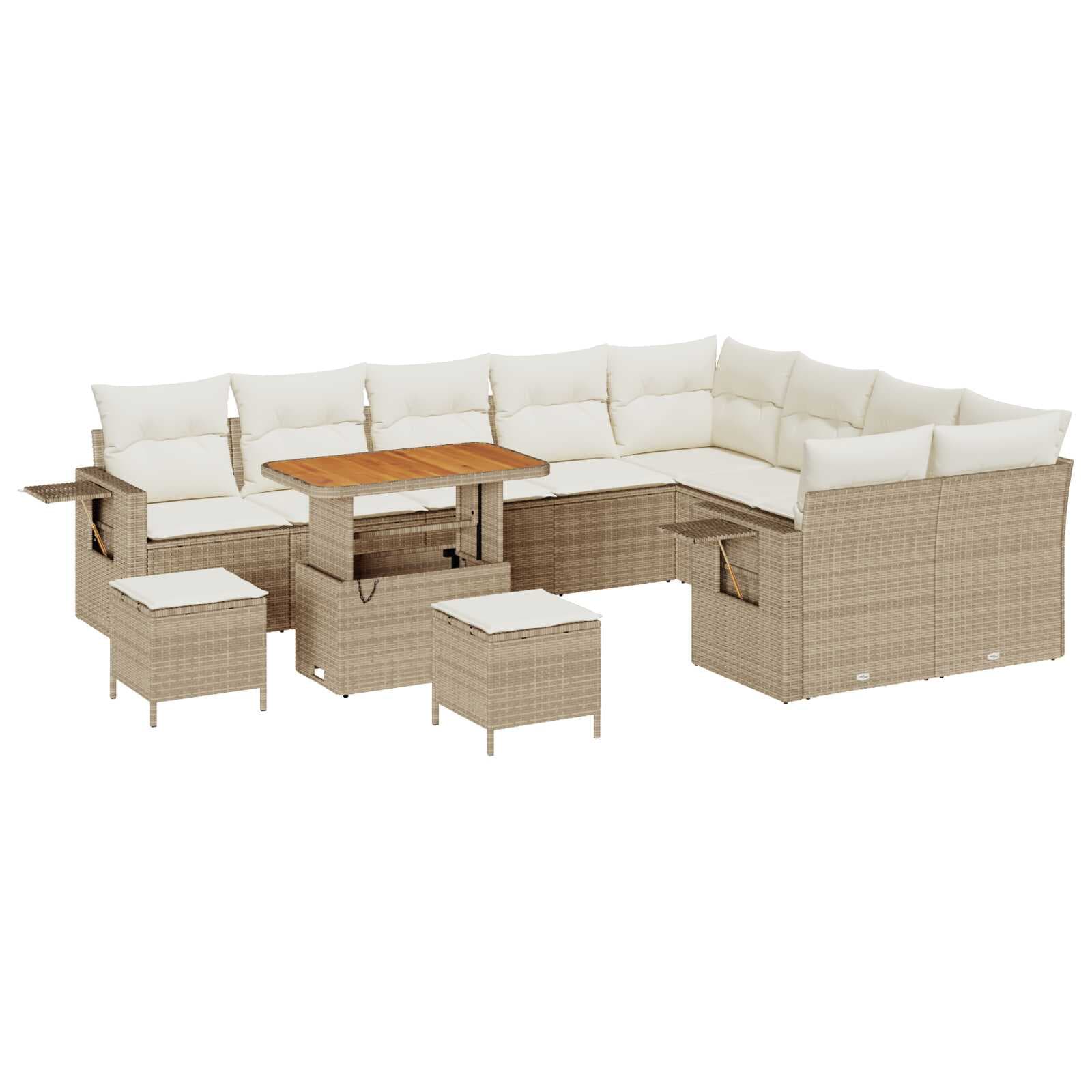 vidaXL Conjunto de Sofá de Jardim 12 pcs Bege e Creme vime PE