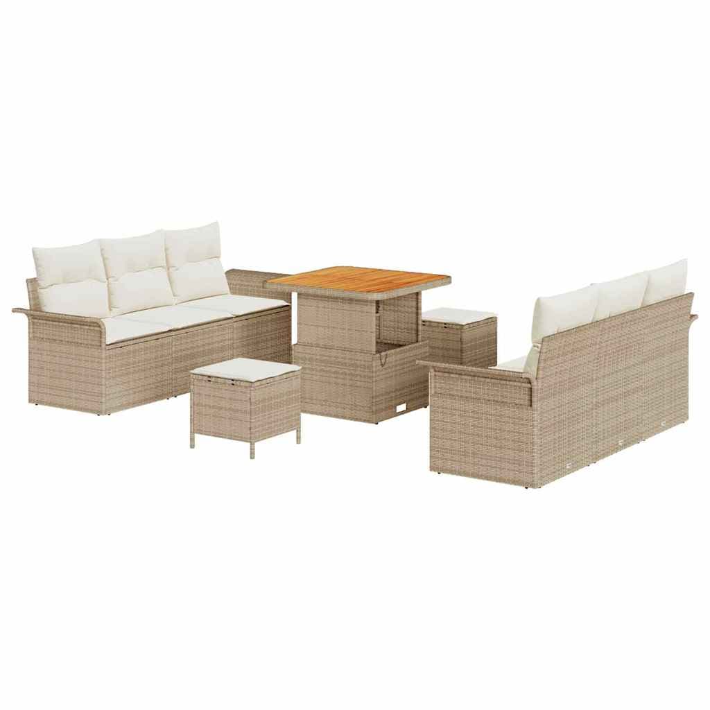 vidaXL Conjunto de Sofá de Jardim com almofada 9 pcs Bege e Creme