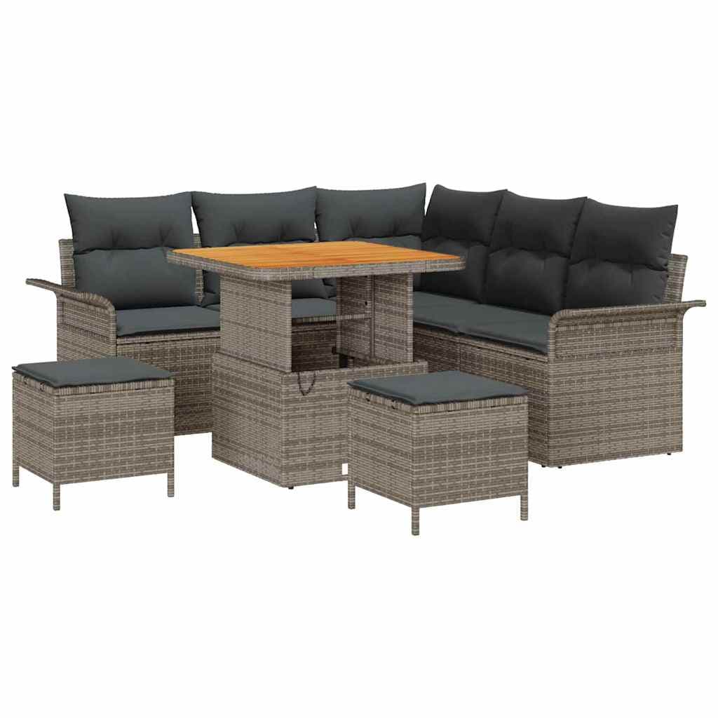 vidaXL Conjunto de Sofá de Jardim com almofada 8 pcs Cinzeto