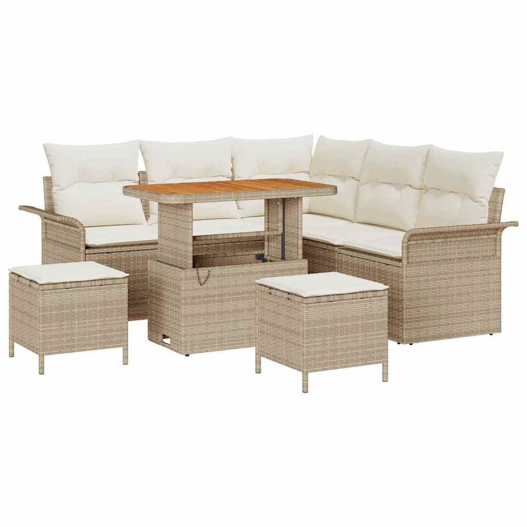 vidaXL Conjunto de Sofá de Jardim com almofada 8 pcs Bege e Creme