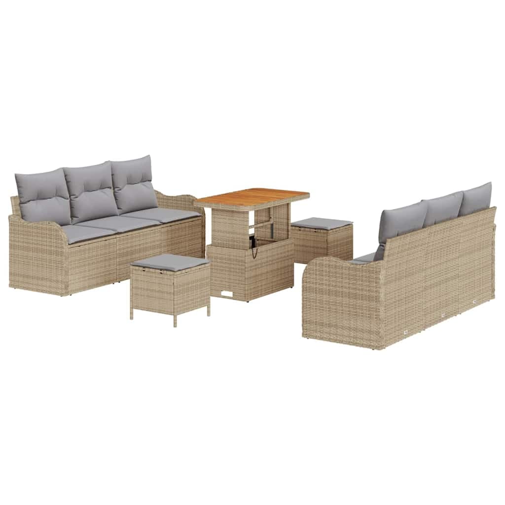 vidaXL Conjunto de Sofá de Jardim 9 pcs Bege e Cinza Claro