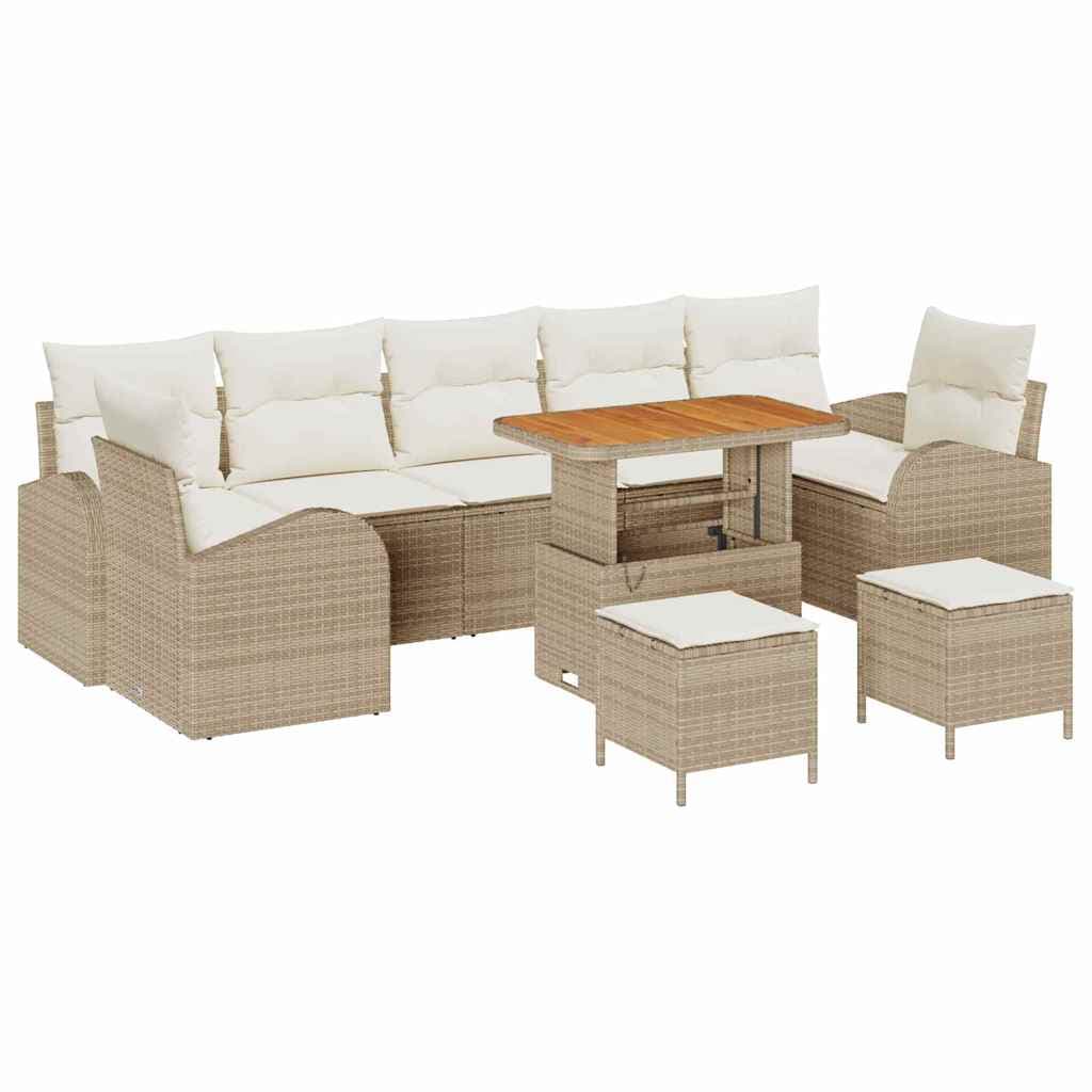 vidaXL Conjunto de Sofá de Jardim com almofada 10 pcs Bege e Creme