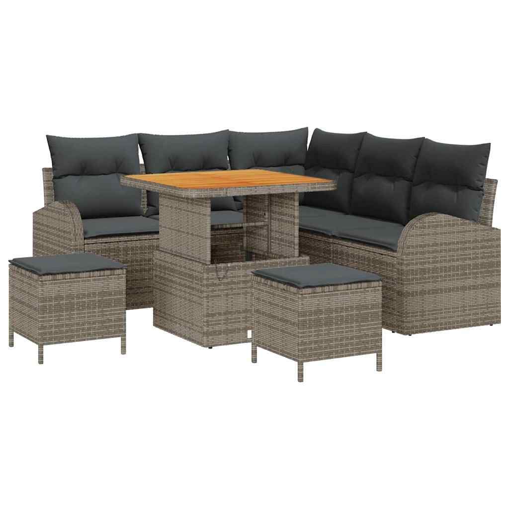 vidaXL Conjunto de Sofá de Jardim com almofada 8 pcs Cinzeto