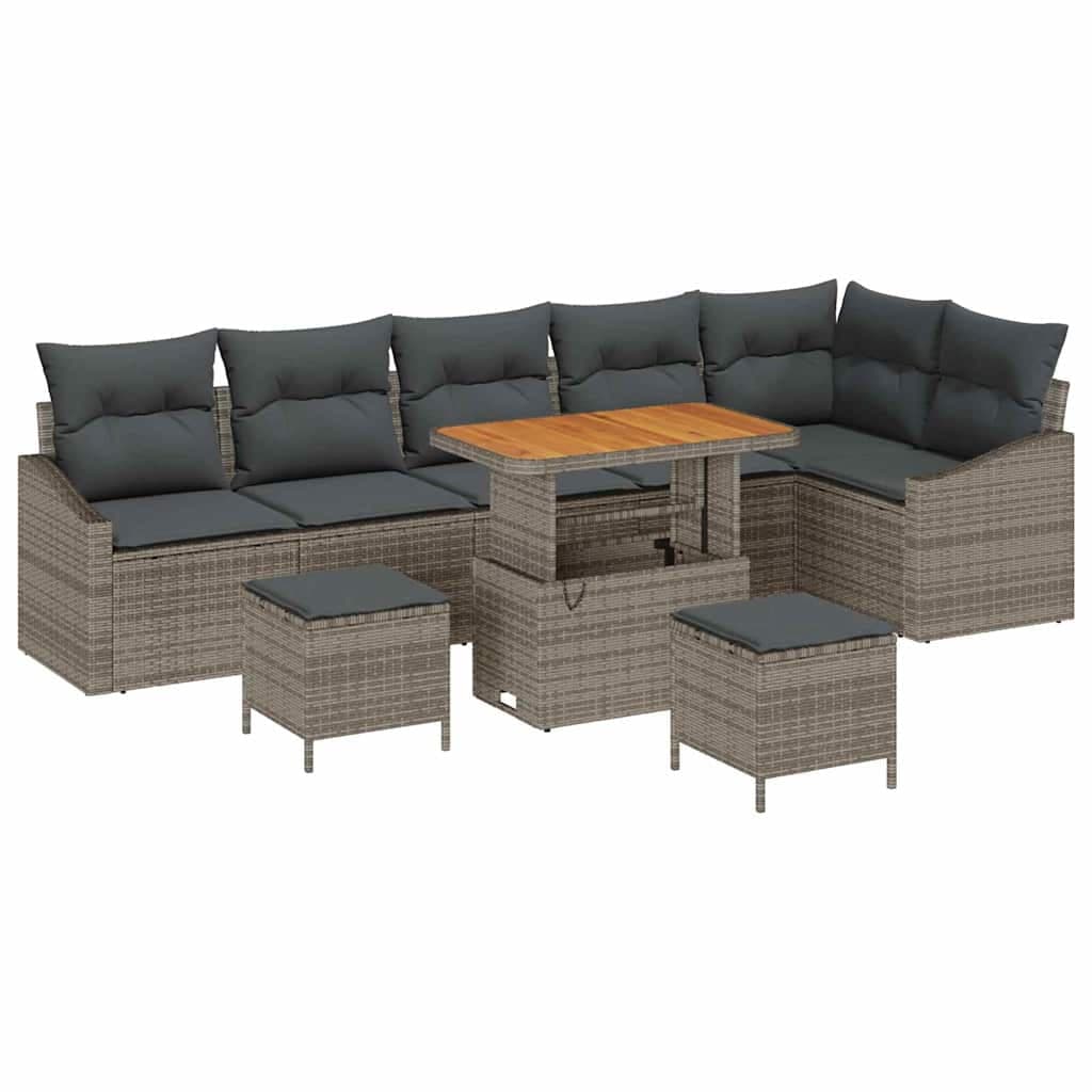 vidaXL Conjunto de Sofá de Jardim 9 pcs Cinzeto Rattan Sintético