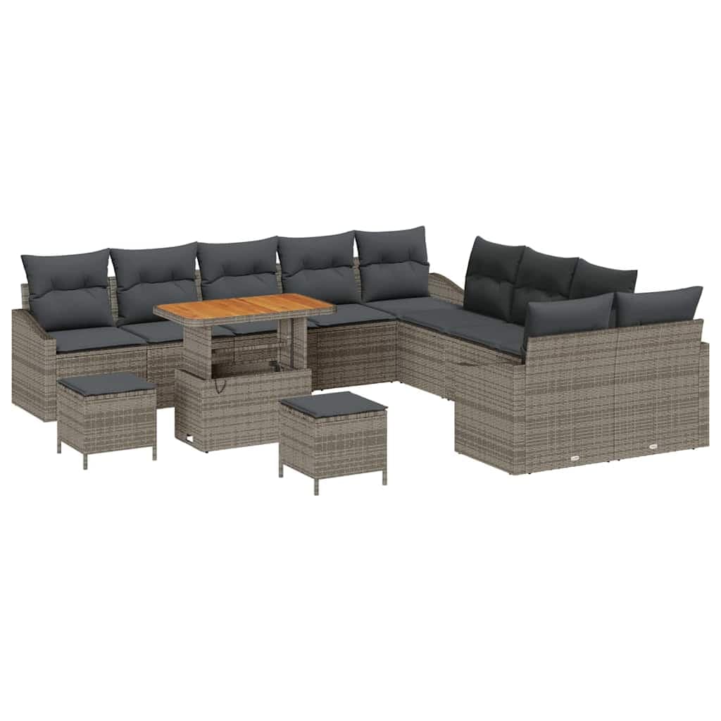 vidaXL Conjunto de Sofá de Jardim 13 pcs Cinzeto Rattan Sintético