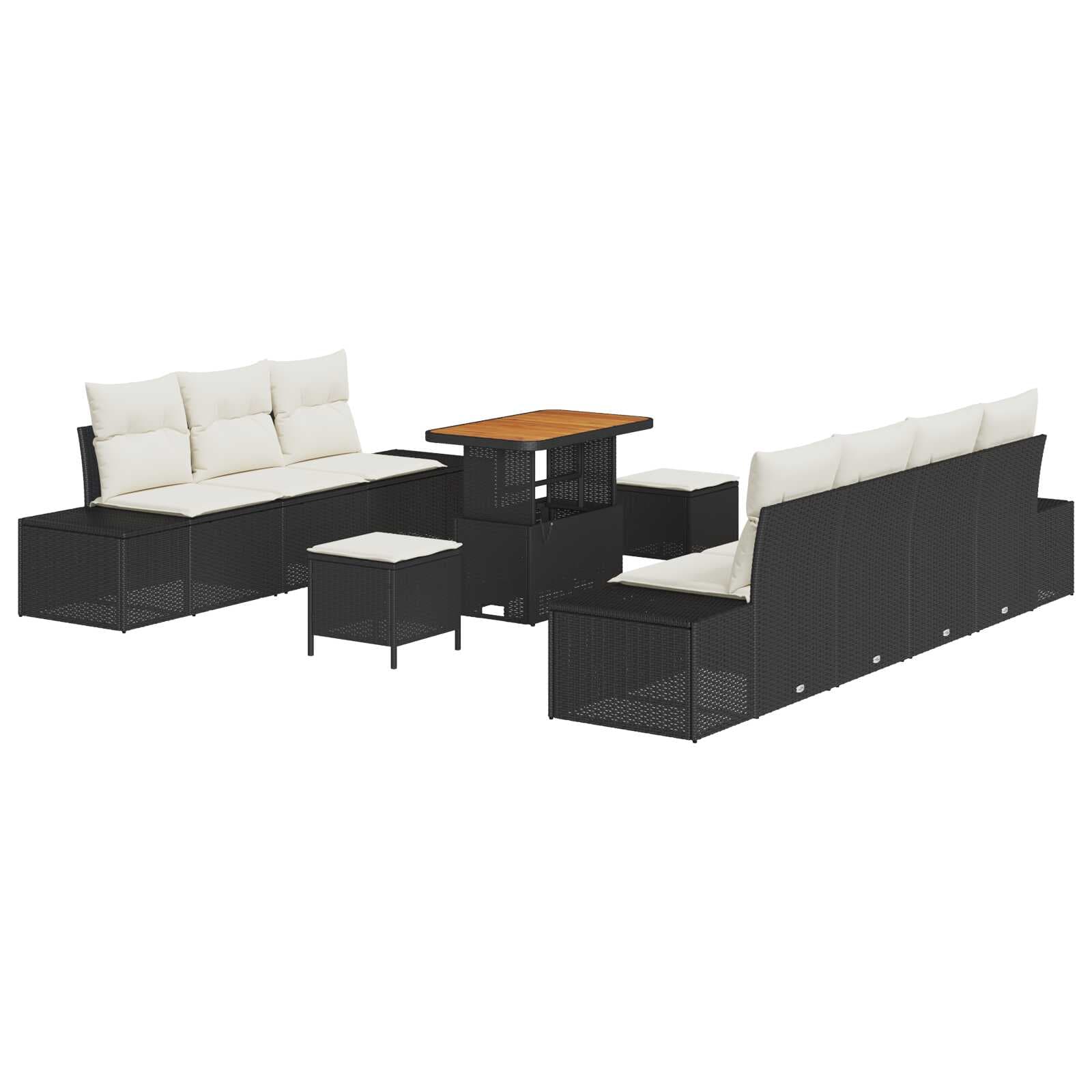 vidaXL Conjunto de Sofá de Jardim 10 pcs Preto Rattan Sintético