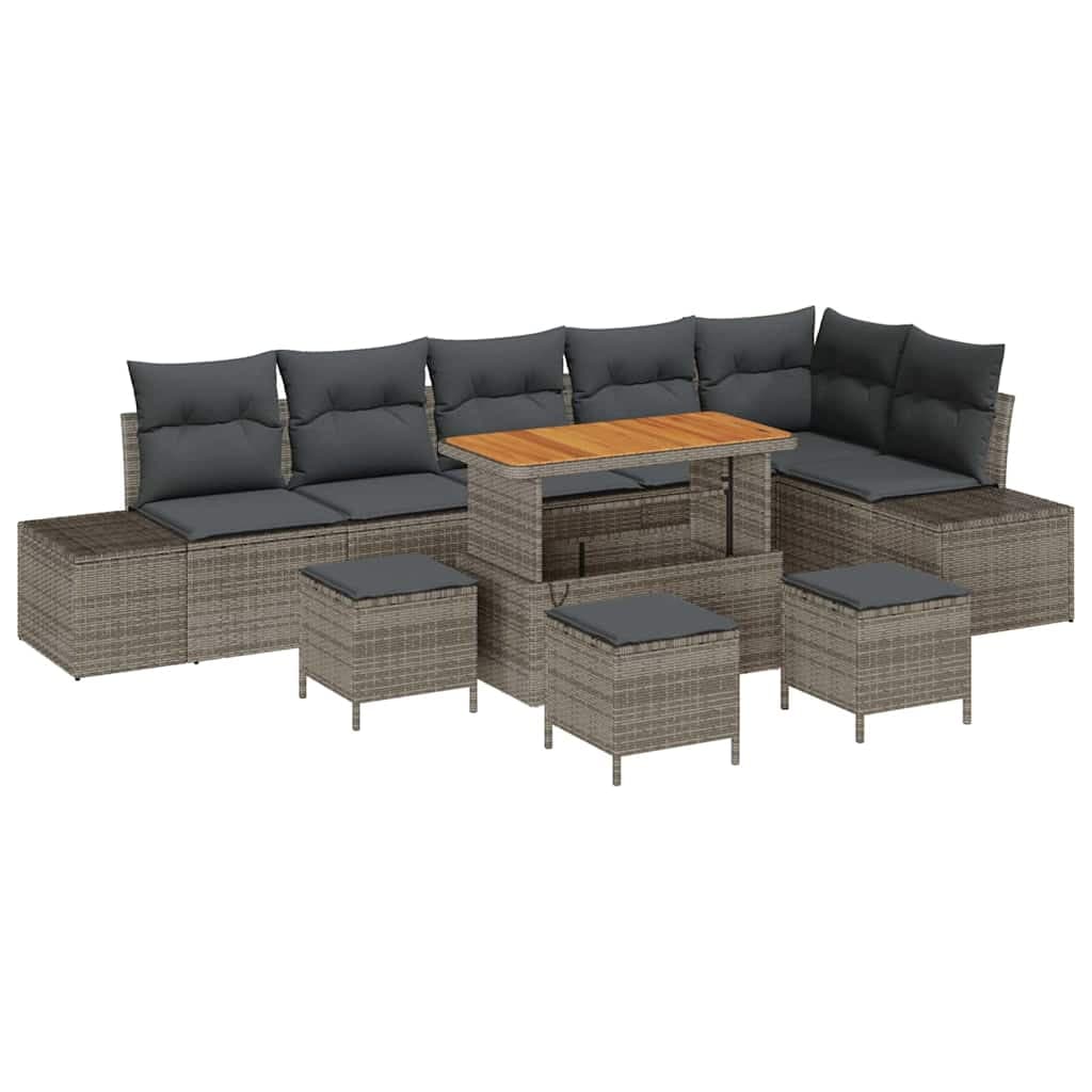 vidaXL Conjunto de Sofá de Jardim 10 pcs Cinzeto Rattan Sintético
