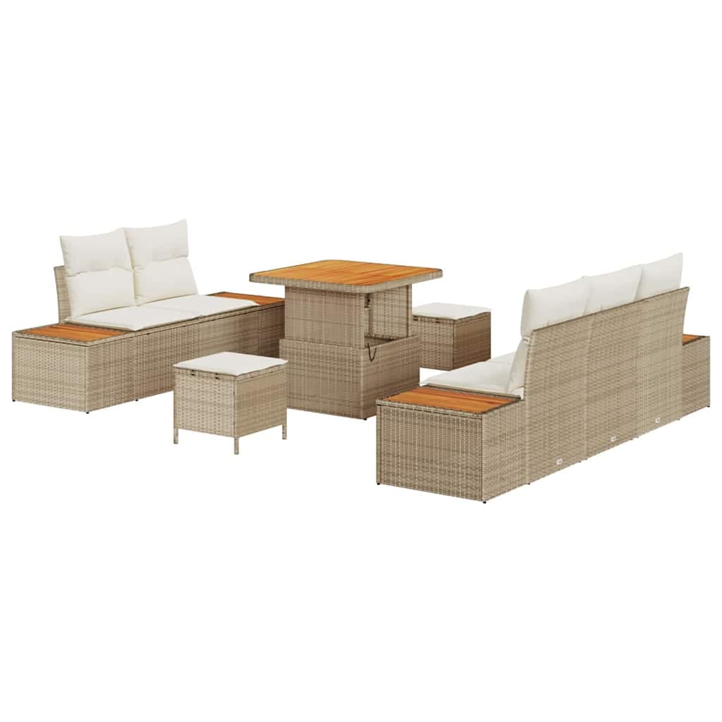 vidaXL Conjunto de Sofá de Jardim com almofada 8 pcs Bege e Creme