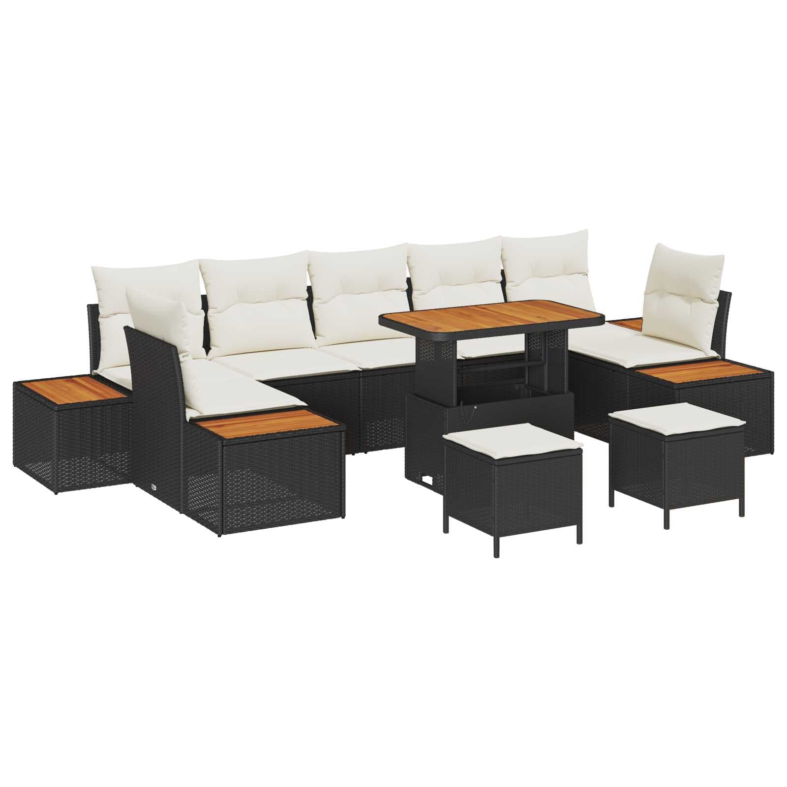 vidaXL Conjunto de Sofá de Jardim 10 pcs Preto Rattan Sintético
