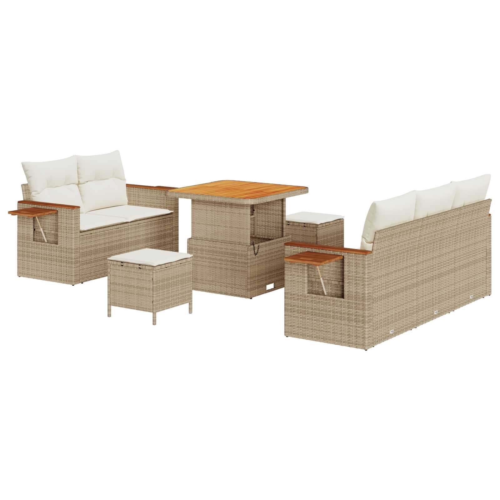 vidaXL Conjunto de Sofá de Jardim 10 pcs Bege e Creme vime PE