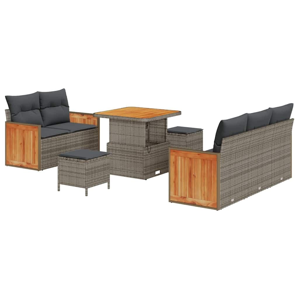 vidaXL Conjunto de Sofá de Jardim com almofada 10 pcs Cinzeto vime PE
