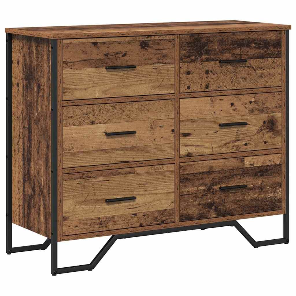 vidaXL Baú de Gavetas 2 pcs Madeira antiga 91 x 35,5 x 74,5 cm