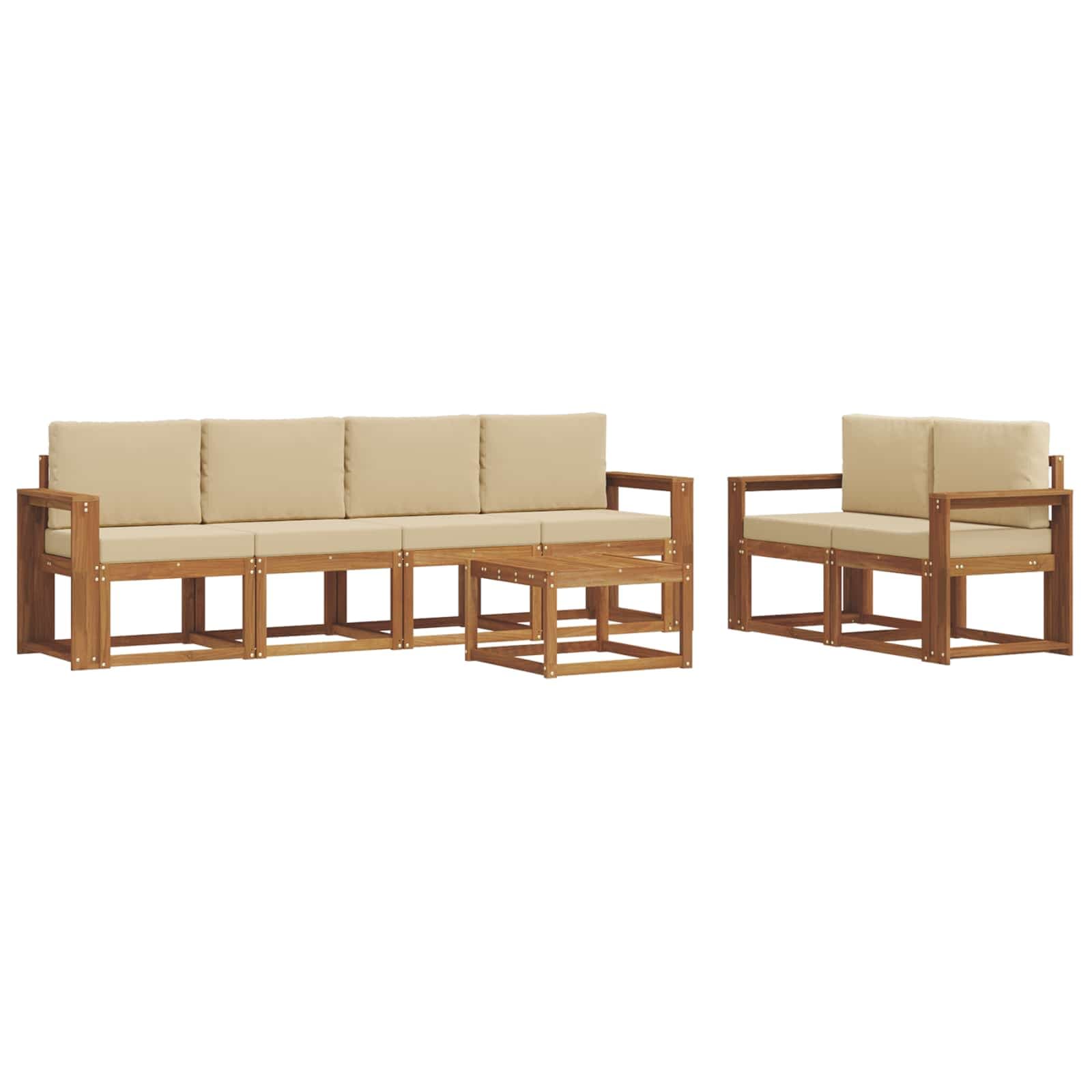 vidaXL Conjunto de Sofás para Exterior 7 pcs Natural e Bege