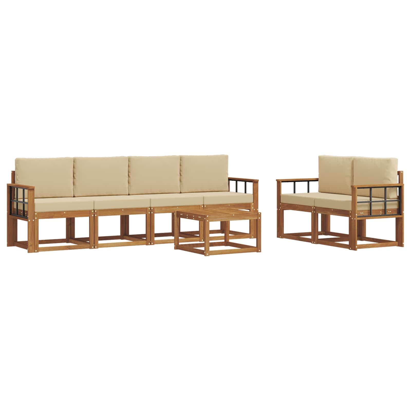vidaXL Conjunto de Sofás para Exterior 7 pcs Natural e Bege