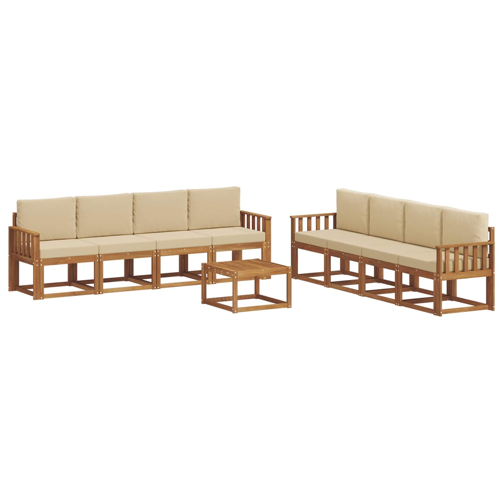 vidaXL Conjunto de Sofás para Exterior 9 pcs Natural e Bege