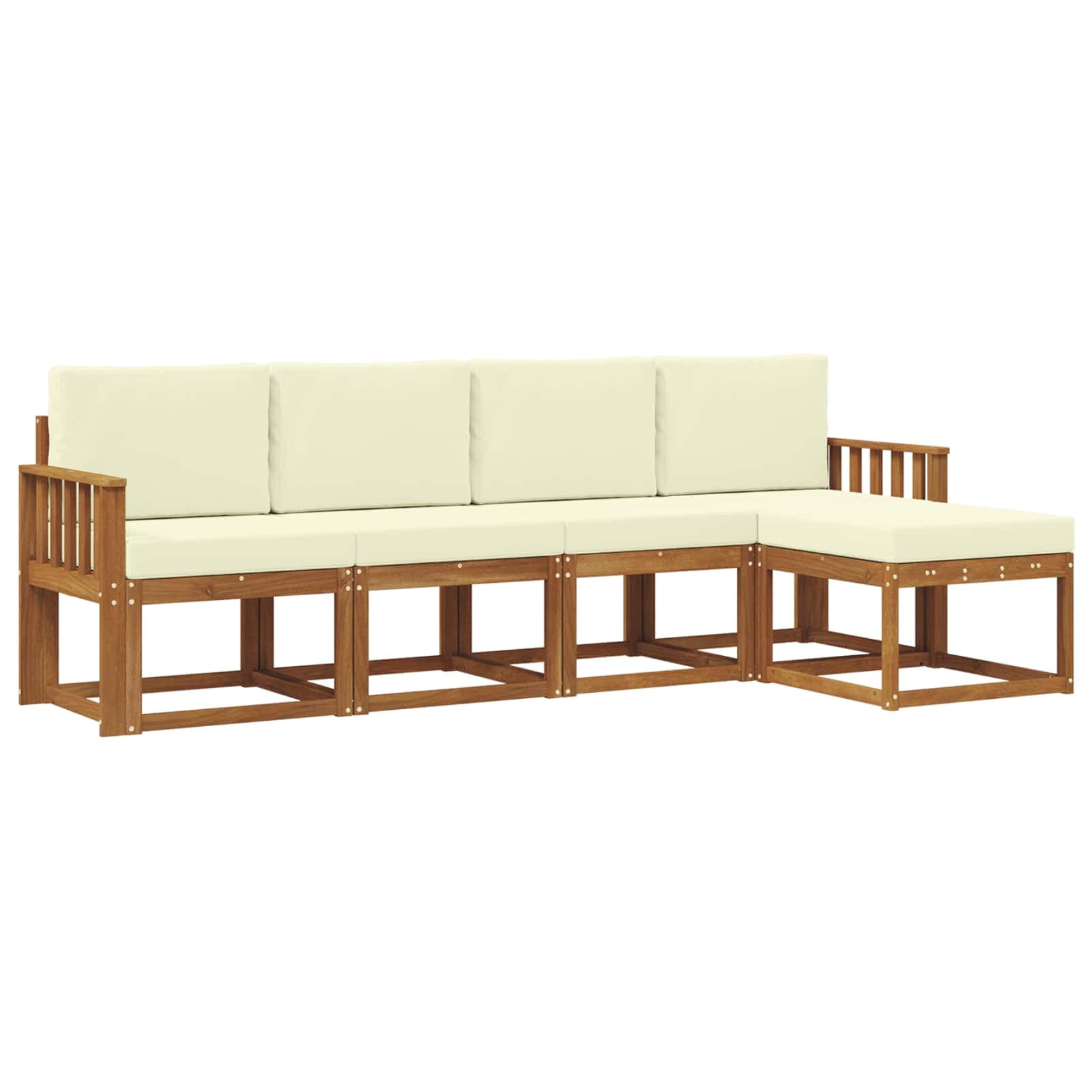 vidaXL Conjunto de Sofás para Exterior 5 pcs Natural e Creme