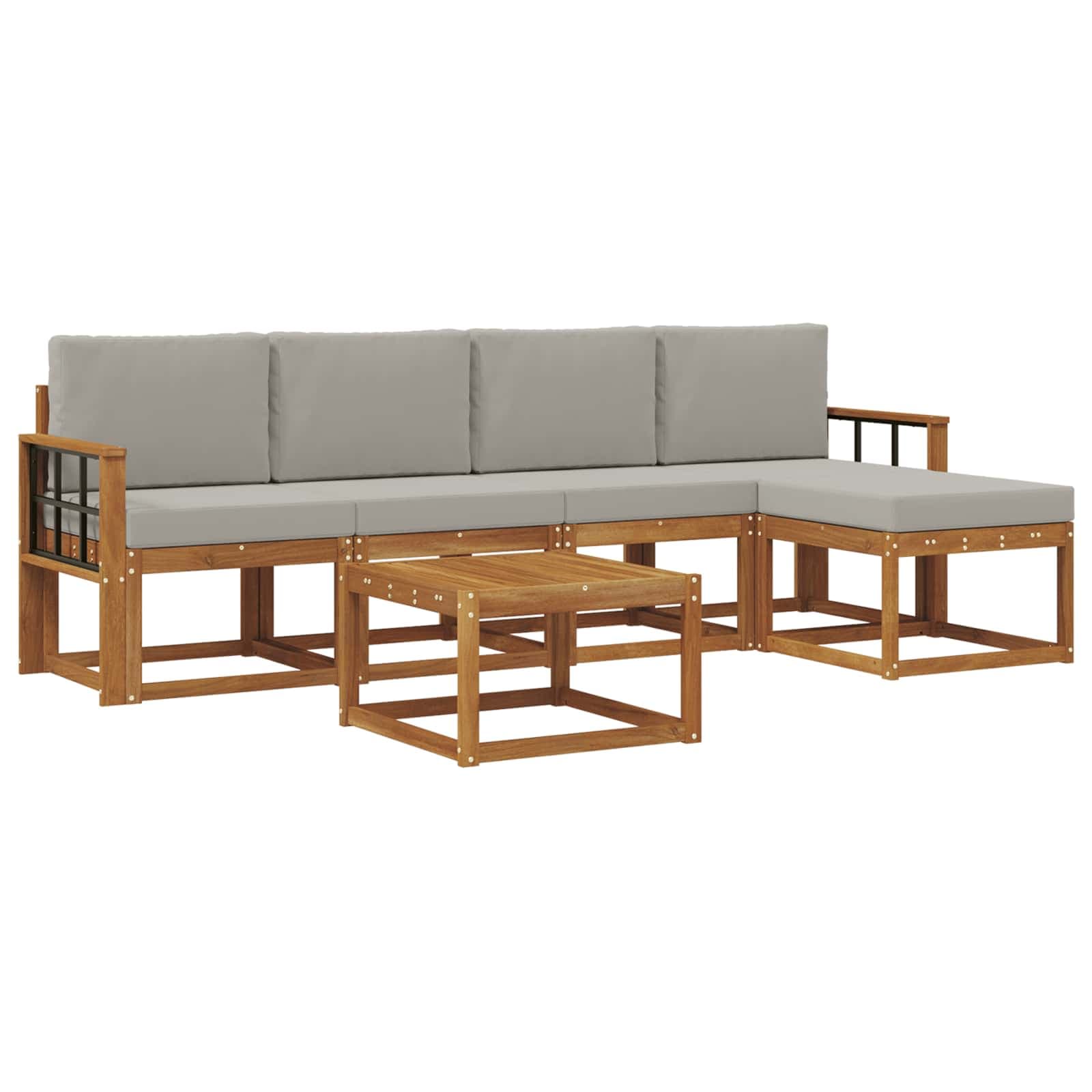 vidaXL Conjunto de Sofás para Exterior 6 pcs Cinza Natural e Claro