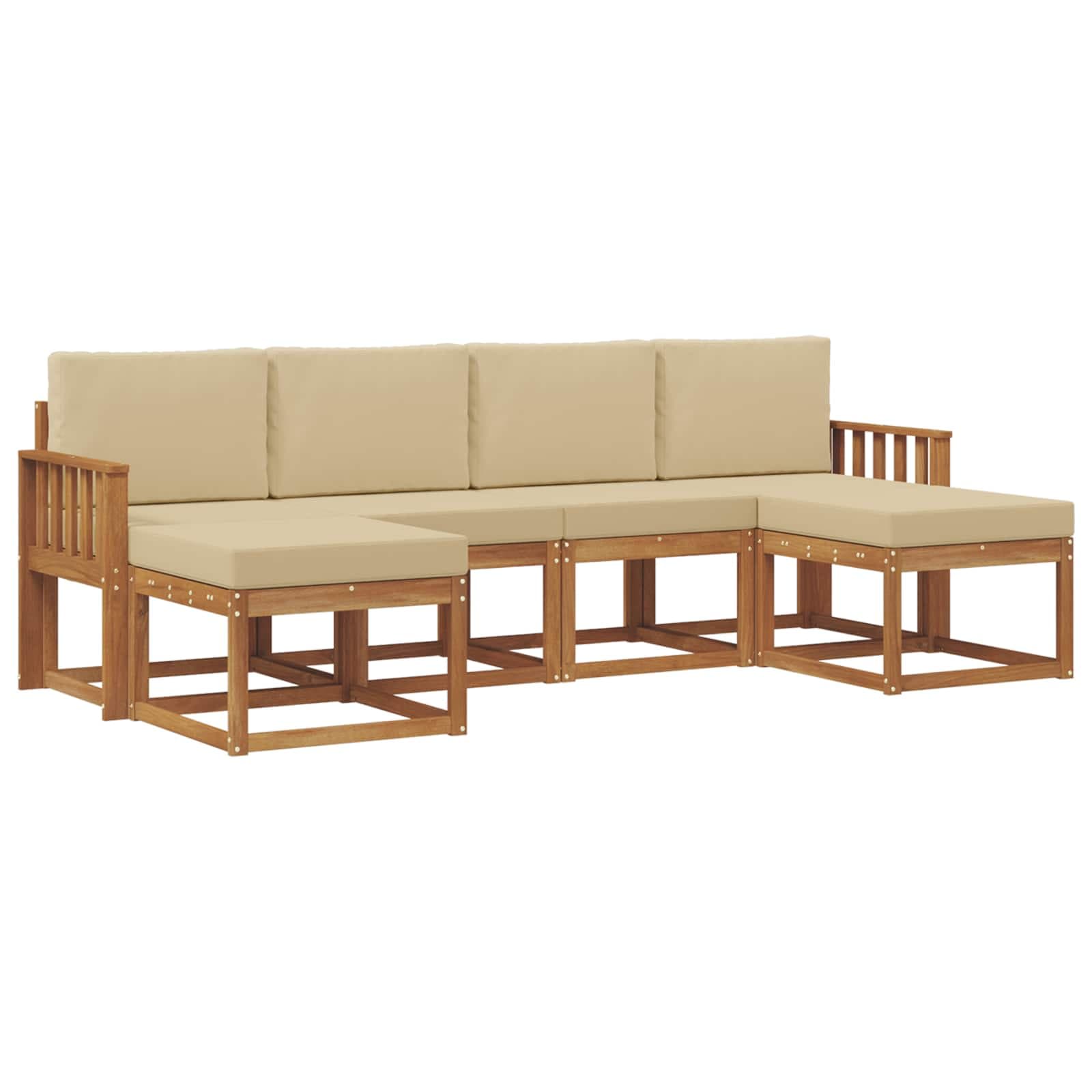 vidaXL Conjunto de Sofás para Exterior 6 pcs Natural e Bege