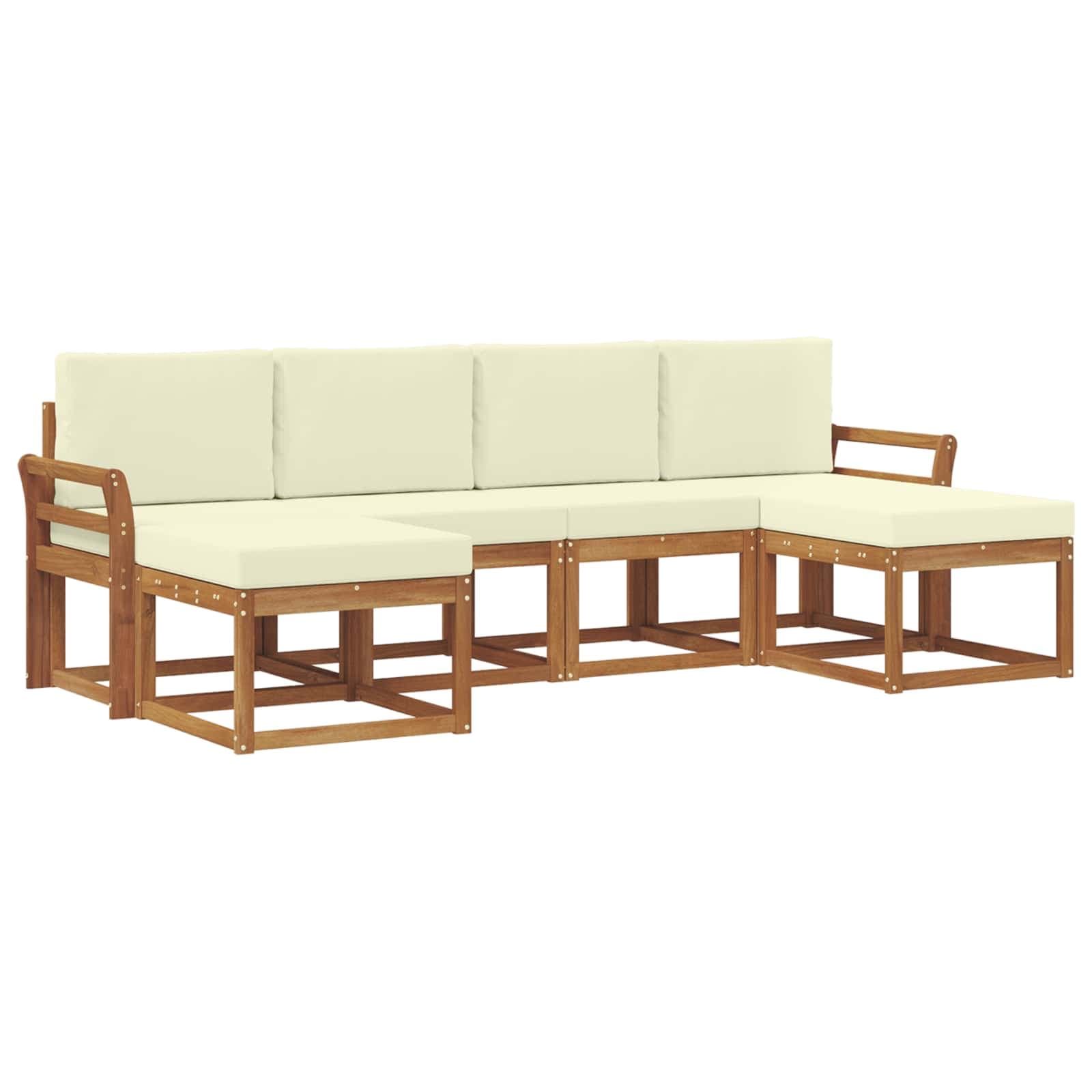vidaXL Conjunto de Sofás para Exterior 6 pcs Natural e Creme