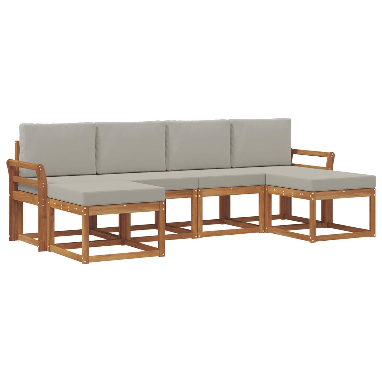 vidaXL Conjunto de Sofás para Exterior 6 pcs Cinza Natural e Claro