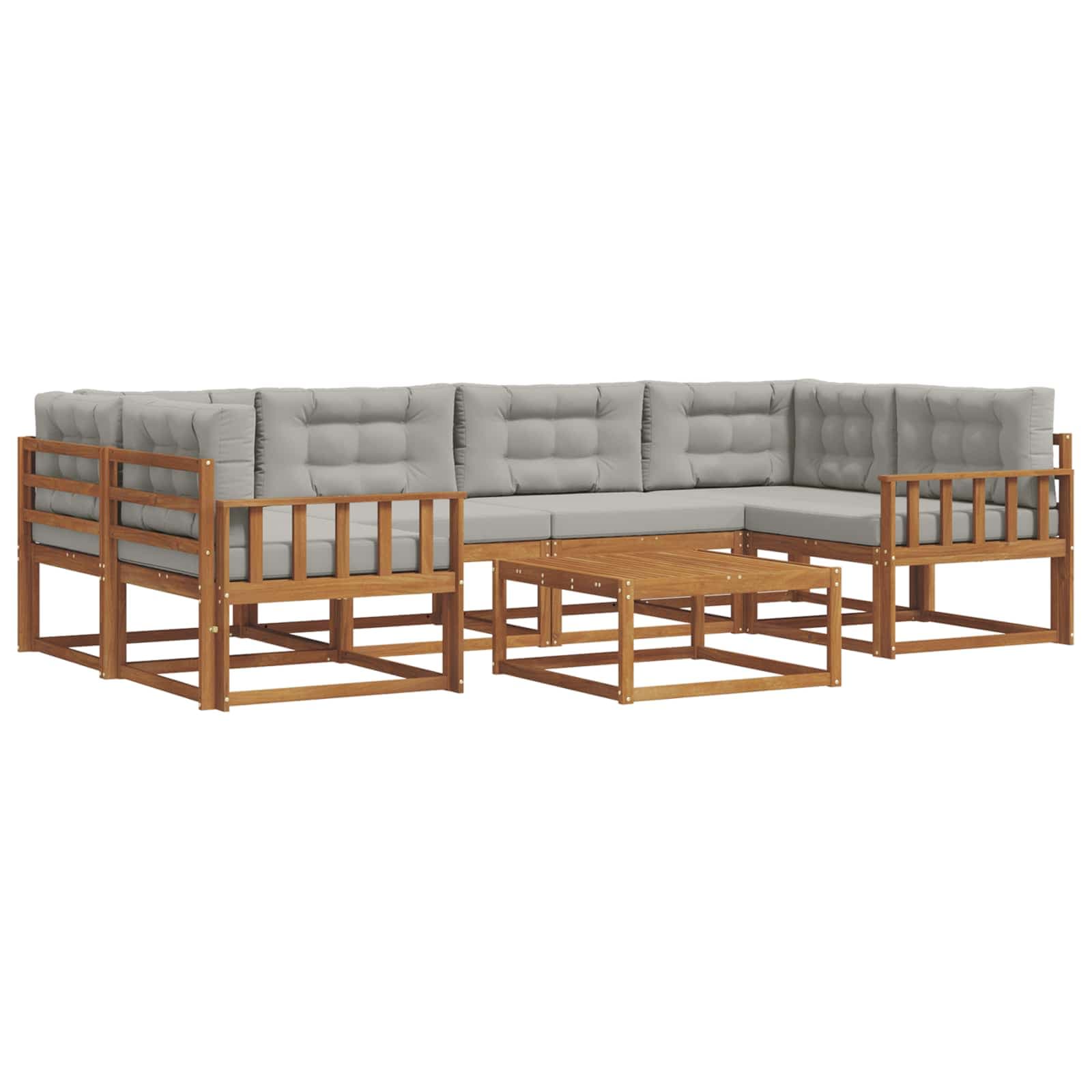 vidaXL Conjunto de Sofás para Exterior 7 pcs Cinza Natural e Claro