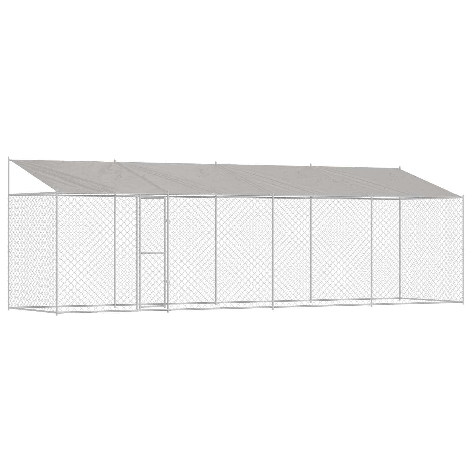 vidaXL Gaiola para cachorro com telhado Prateado 800 x 200 x 256 cm