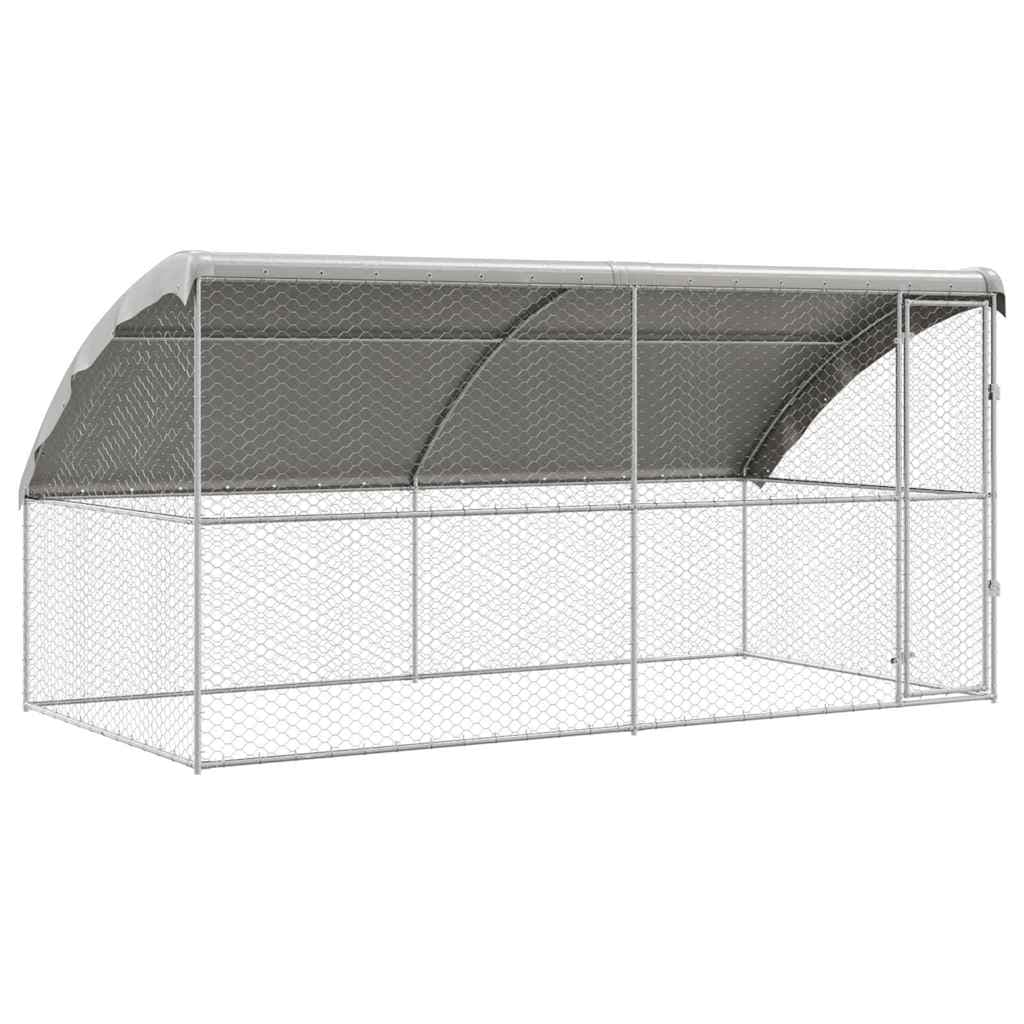 vidaXL Canil de Cachorro 2 pcs Prateado 4 x 2 x 2 m Aço galvanizado