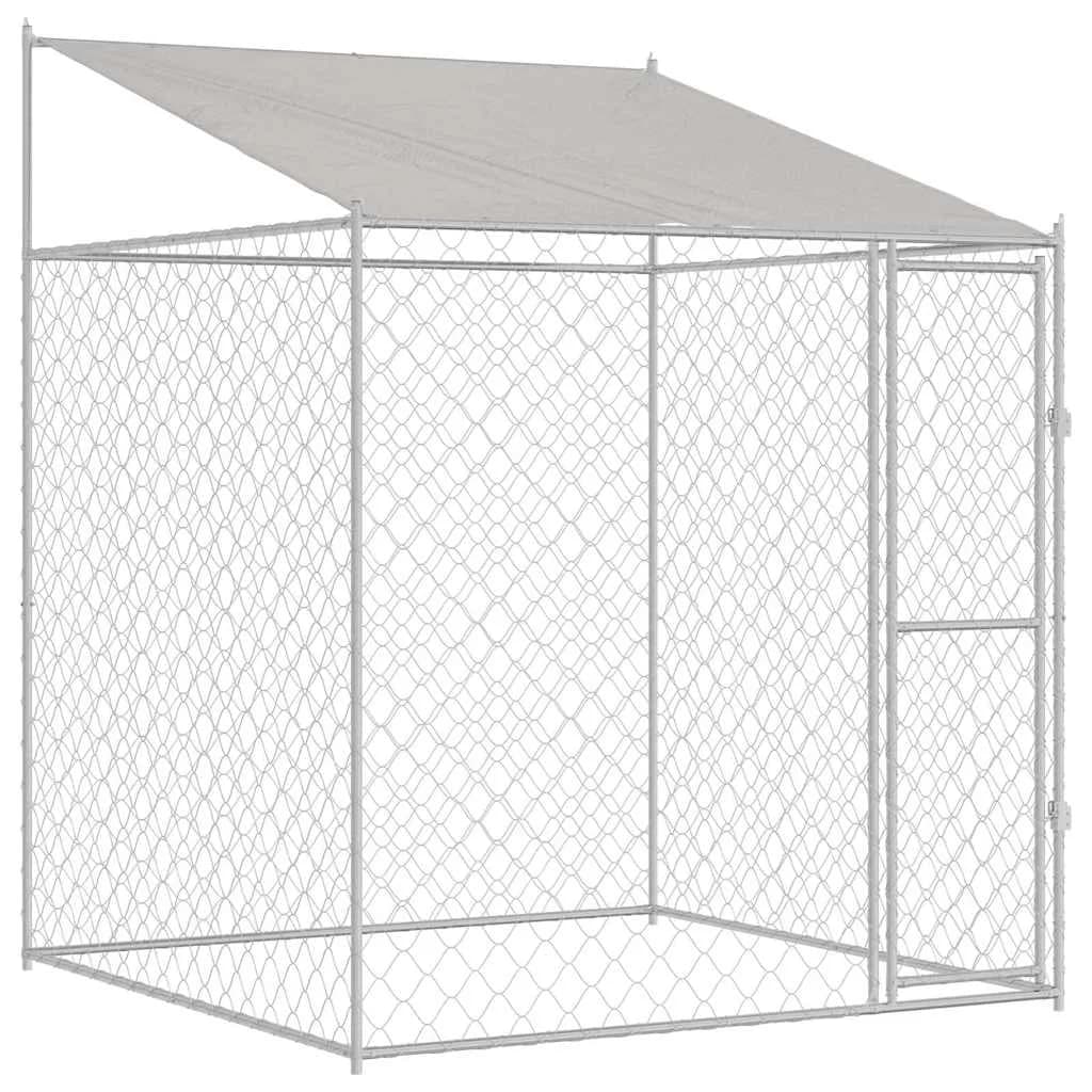 vidaXL Gaiola para cachorro com telhado Prateado 200 x 200 x 258 cm